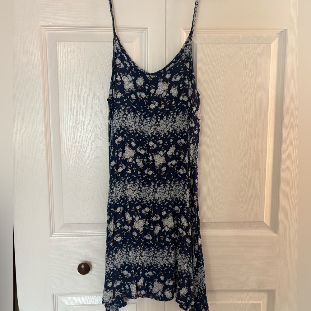 Brandy Melville Navy and White Patterned Dress